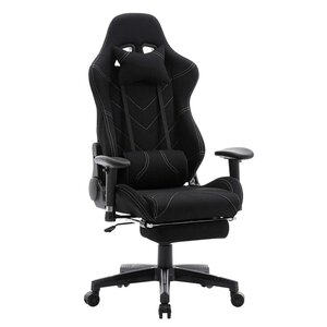 Fauteuil de bureau sport chaise de jeu bureau housse en tissu noir 19_0000371