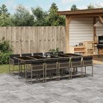 vidaXL Ensemble à manger de jardin 11Pièces avec coussins gris poly rotin