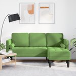 vidaXL Canapé 3 places avec chaise longue en L vert clair 160 cm en velours
