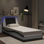 vidaXL Cadre de lit avec lumières LED blanc noir 90x200 cm similicuir