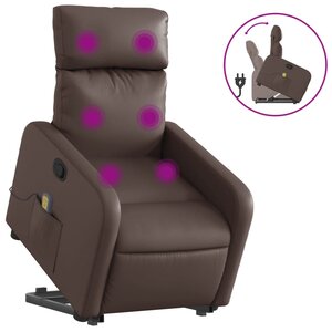 vidaXL Fauteuil inclinable de massage Marron Similicuir