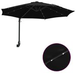 vidaXL Parasol mural de jardin avec LEDs Noir 248 cm