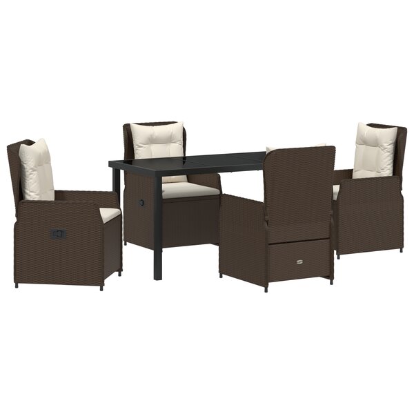 vidaXL Ensemble de Salle à Manger de Jardin 5 Pièces en Poly Rattan Marron
