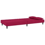 vidaXL Canapé-lit à 2 places et deux oreillers Rouge bordeaux Velours