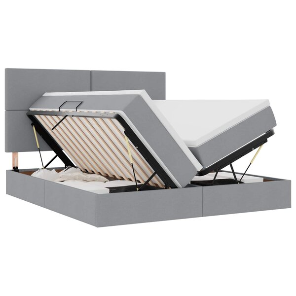 vidaXL Lit de rangement LED avec matelas Gris clair 180 x 200 cm Tissu