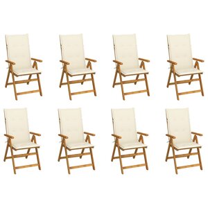 vidaXL Chaises pliables de jardin avec coussins lot de 8 Bois d'acacia