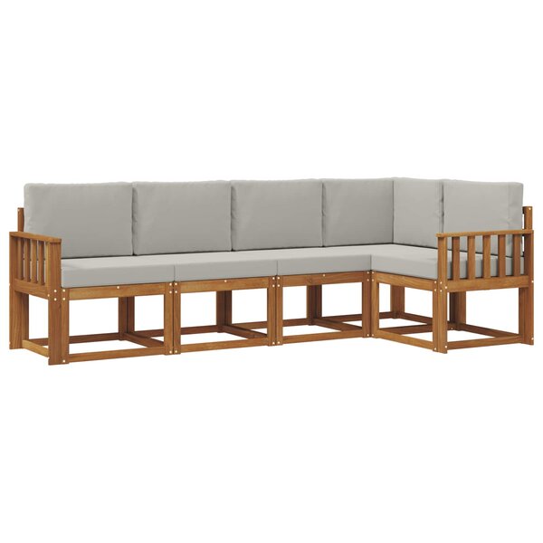 vidaXL Ensemble de canapés d'extérieur 5 pc Gris Naturel et Clair