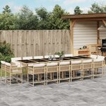 vidaXL Ensemble à manger de jardin et coussins 17 Pièces beige