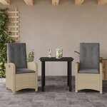 vidaXL Ensemble à manger de jardin et coussins 3 Pièces mélange beige