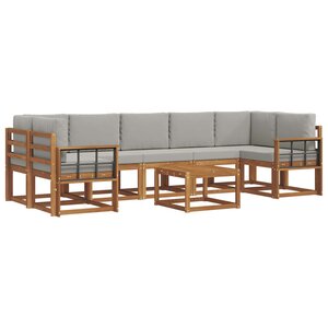 vidaXL Ensemble de canapés d'extérieur 8 Pièces Gris Naturel et Clair