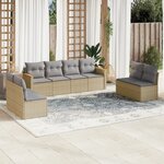 vidaXL Salon de jardin avec coussins 8Pièces mélange beige résine tressée