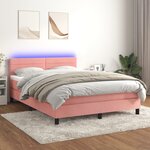 vidaXL Sommier à lattes de lit avec matelas et LED Rose 140x200 cm