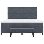 vidaXL Lit Box Spring avec Matelas et Banc Gris Foncé 180x200 cm Velours