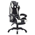 vidaXL Fauteuil de jeux vidéo avec LED RVB Blanc et noir Similicuir