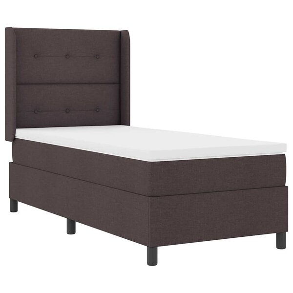 vidaXL Lit à ressort LED avec matelas Marron foncé 90 x 200 cm tissu