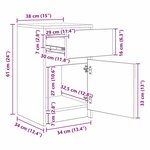 vidaXL Armoire de chevet LED avec tiroir Bois ancien 38 x 34 x 61 cm