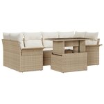 vidaXL Ensemble de canapés de jardin de 7 pièces avec coussins en poly rotin beige