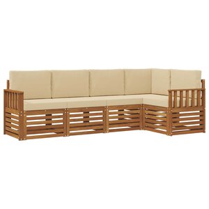 vidaXL Ensemble de canapé d'angle avec coussin 5 Pièces Naturel et Beige