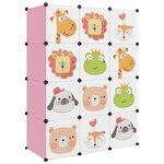 vidaXL Armoire de rangement pour enfants avec 12 cubes Rose PP