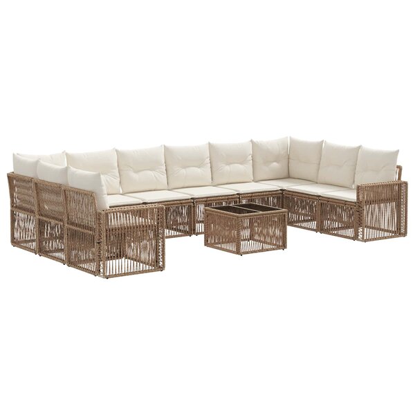 vidaXL Ensemble de canapé de jardin 11 Pièces Beige et blanc crème