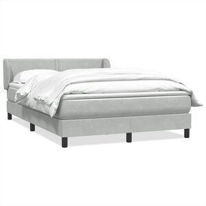 vidaXL Sommier à lattes de lit et matelas gris clair 160x220cm velours