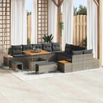 vidaXL Ensemble de canapé de jardin 13 Pièces Gris Poly rotin