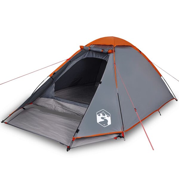 vidaXL Tente de camping à dôme 4 personnes gris et orange imperméable