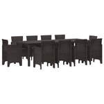 vidaXL Ensemble de salle à manger pour jardin 11 Pièces Marron