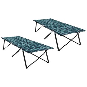 vidaXL Lit de camping pliant 2 Pièces Motif de feuille 206 x 76 x 74 cm