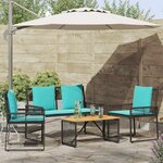 vidaXL Ensemble de meubles d'extérieur 9 Pièces Noir et turquoise