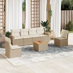 vidaXL Salon de jardin avec coussins 7 Pièces beige résine tressée