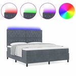 vidaXL Lit à ressorts avec matelas Gris foncé 180 x 200 cm Velours