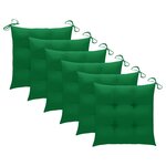 vidaXL Chaises de jardin avec coussins vert lot de 6 Bois teck massif