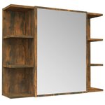 vidaXL Armoire à miroir de salle de bain Chêne fumé 80x20 5x64 cm Bois