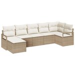vidaXL Ensemble de canapé de jardin avec coussin 7 Pièces Beige  Crème