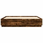 vidaXL Cadre de lit avec lumières LED chêne fumé 200x200 cm