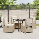 vidaXL Set de mobilier de jardin 5 pièces beige poly rattan