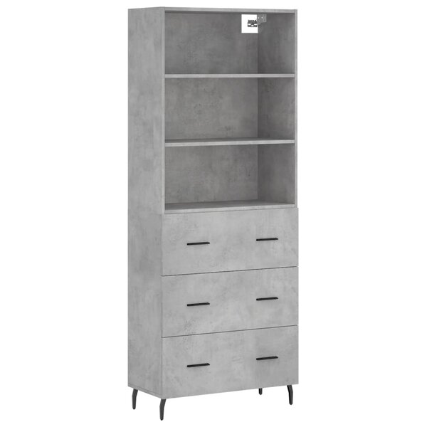 vidaXL Buffet haut Gris béton 69 5x34x180 cm Bois d'ingénierie