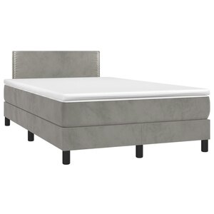 vidaXL Sommier à lattes de lit et matelas gris clair 120x190cm velours