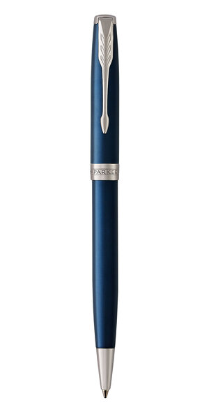 PARKER Sonnet Stylo bille  Bleu satiné  Recharge noire pointe moyenne  Coffret cadeau