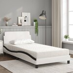 vidaXL Lit avec matelas Dover blanc et noir 100x200 cm similicuir