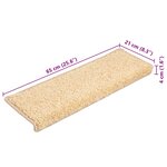 vidaXL Tapis d'escalier 20 pièces 65 x 21 x 4 cm Crème Bord rectangulaire