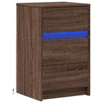 vidaXL Armoire de chevet et lumières LED chêne marron bois ingénierie