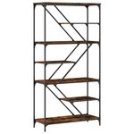 vidaXL Bibliothèque chêne fumé 91x36x176 cm bois ingénierie et acier
