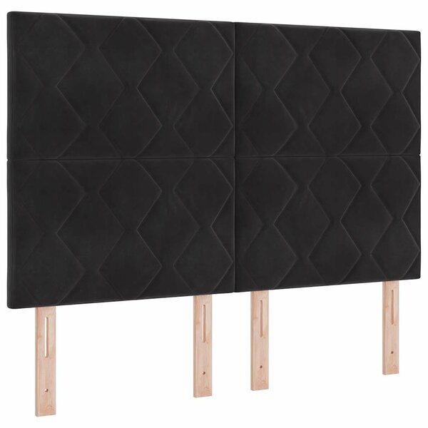 vidaXL Lit à ressorts avec matelas Noir 140 x 200 cm Velours