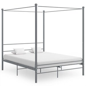 vidaXL Cadre de lit à baldaquin sans matelas gris métal 160x200 cm