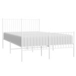 vidaXL Cadre de lit métal sans matelas et pied de lit blanc 135x190 cm