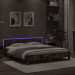 vidaXL Cadre de lit avec tête de lit et LED chêne fumé 160x200 cm