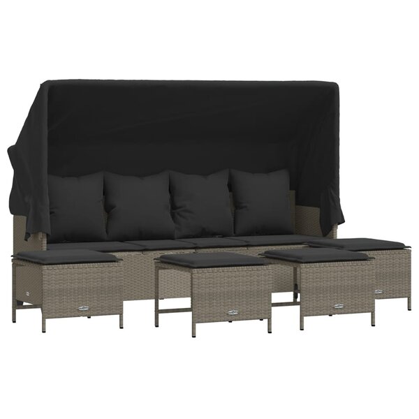 vidaXL Salon de jardin 5 Pièces avec coussins gris clair résine tressée