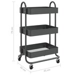 vidaXL Chariot à 3 niveaux Anthracite 43x34x79 cm Acier
